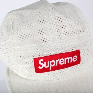 Supreme Perforated Reflective Camp Cap White